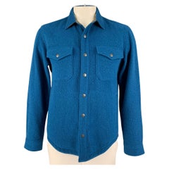 TODD SNYDER x L.L. BEAN Size M Teal Tan Textured Wool / Nylon Shirt Jacket 