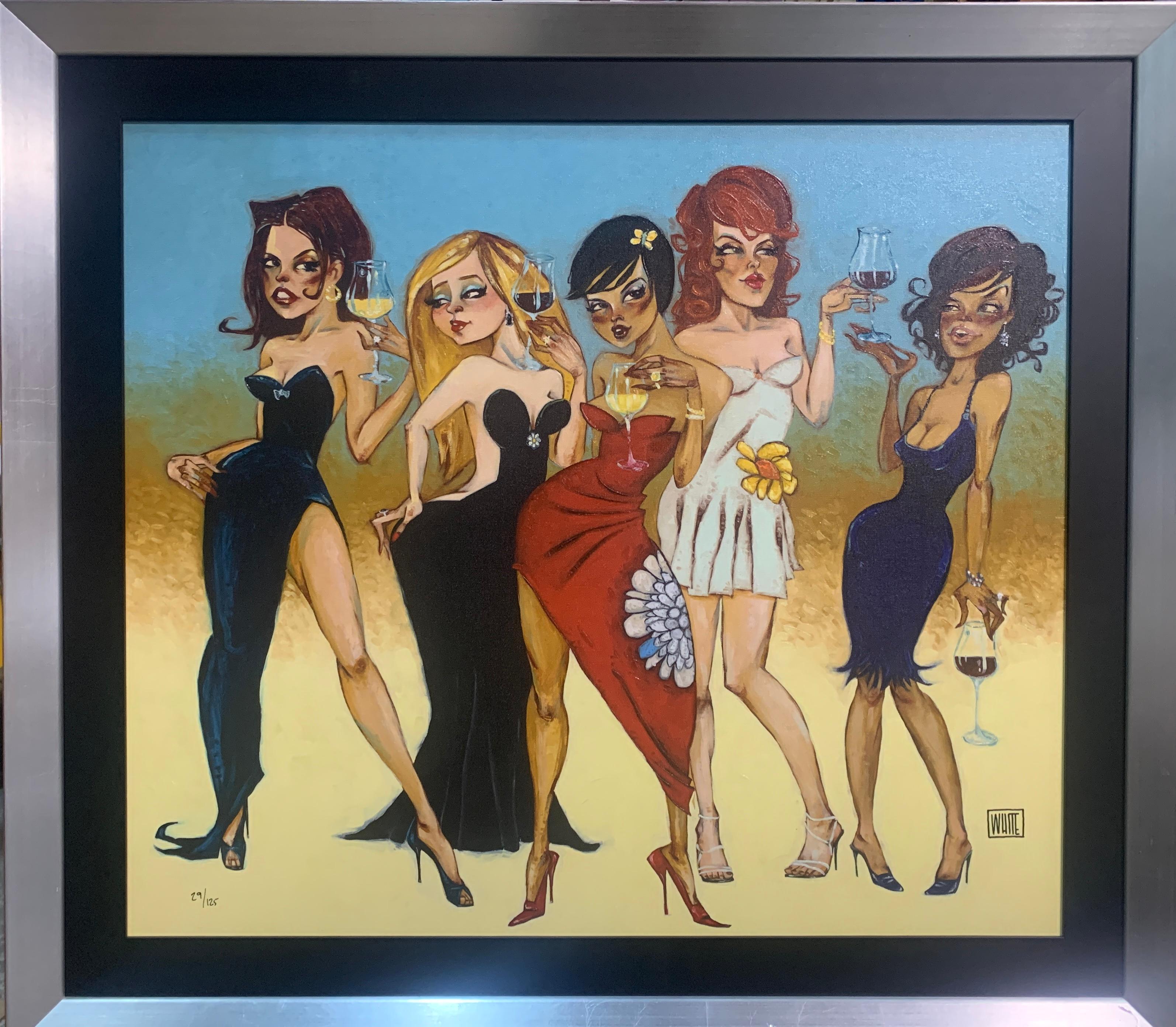 Figurative Print de Todd White - Así que a por vino