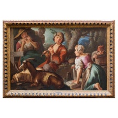 Todeschini '1664 - 1736' Country Scene Painting Oil on Canvas