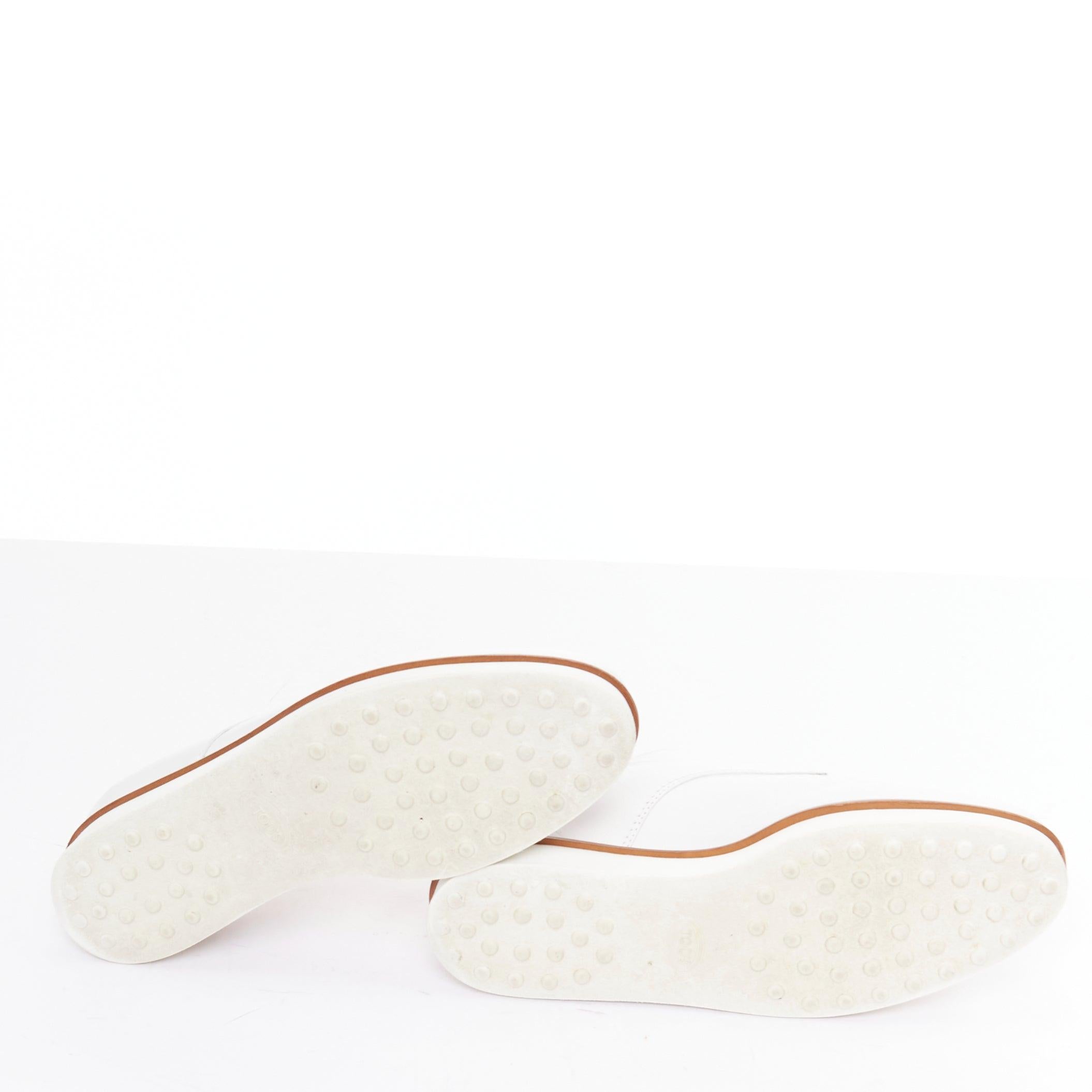 TOD'S 2016 white smooth leather brown midsole lace up platform shoes EU35 For Sale 5