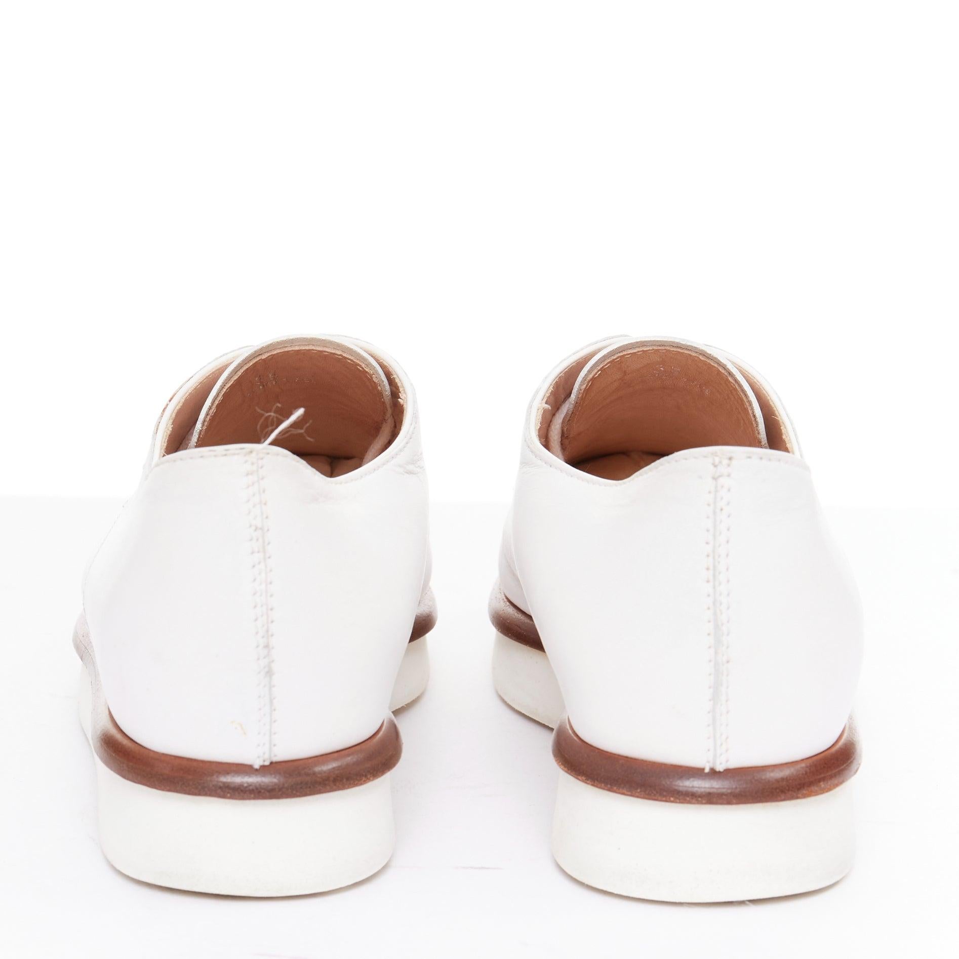 TOD'S 2016 white smooth leather brown midsole lace up platform shoes EU35 For Sale 6