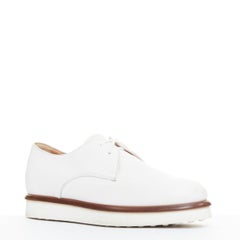 TOD'S 2016 blanco piel lisa marrón entresuela cordones plataforma zapatos EU35