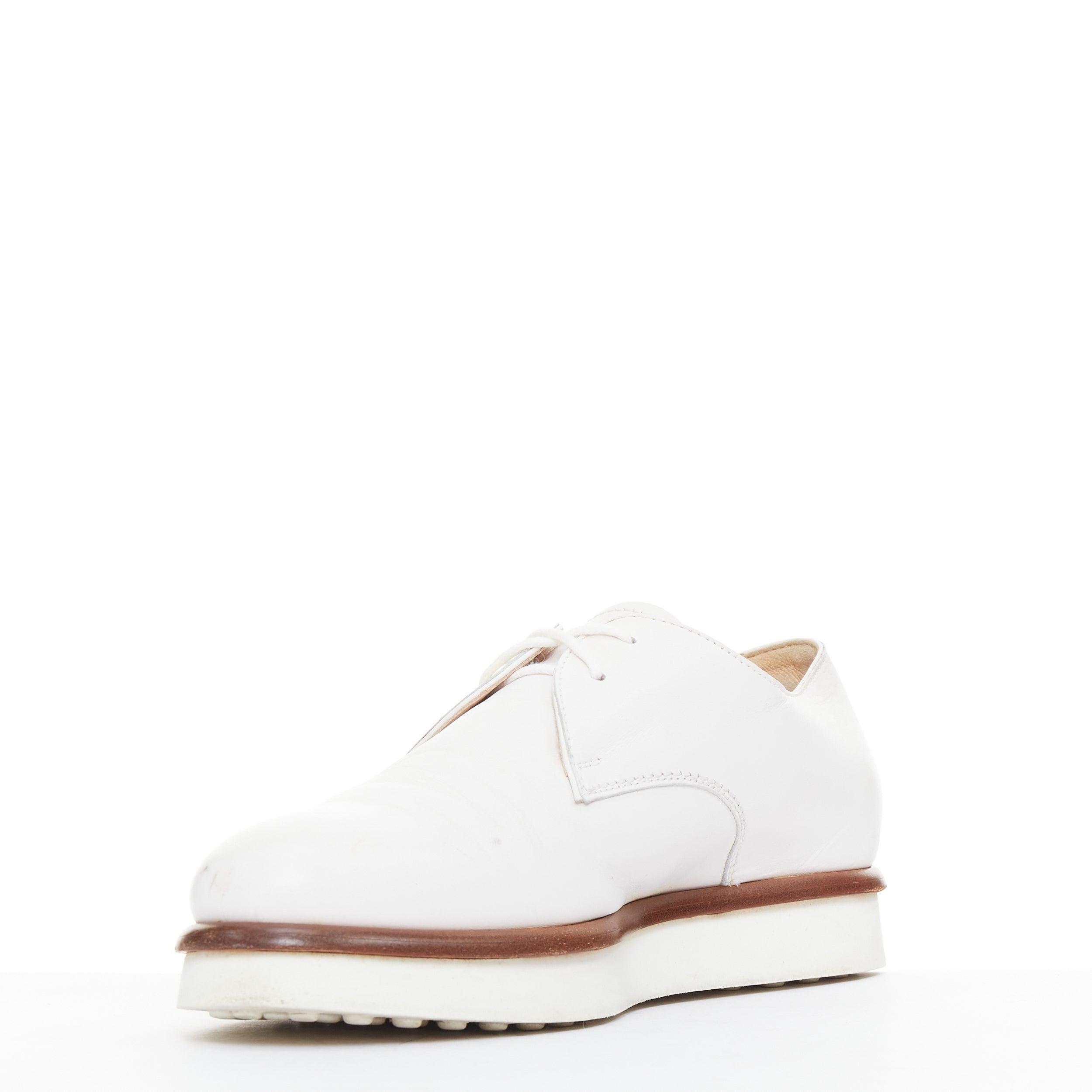 Gray TOD'S 2016 white smooth leather brown midsole lace up platform shoes EU35 For Sale