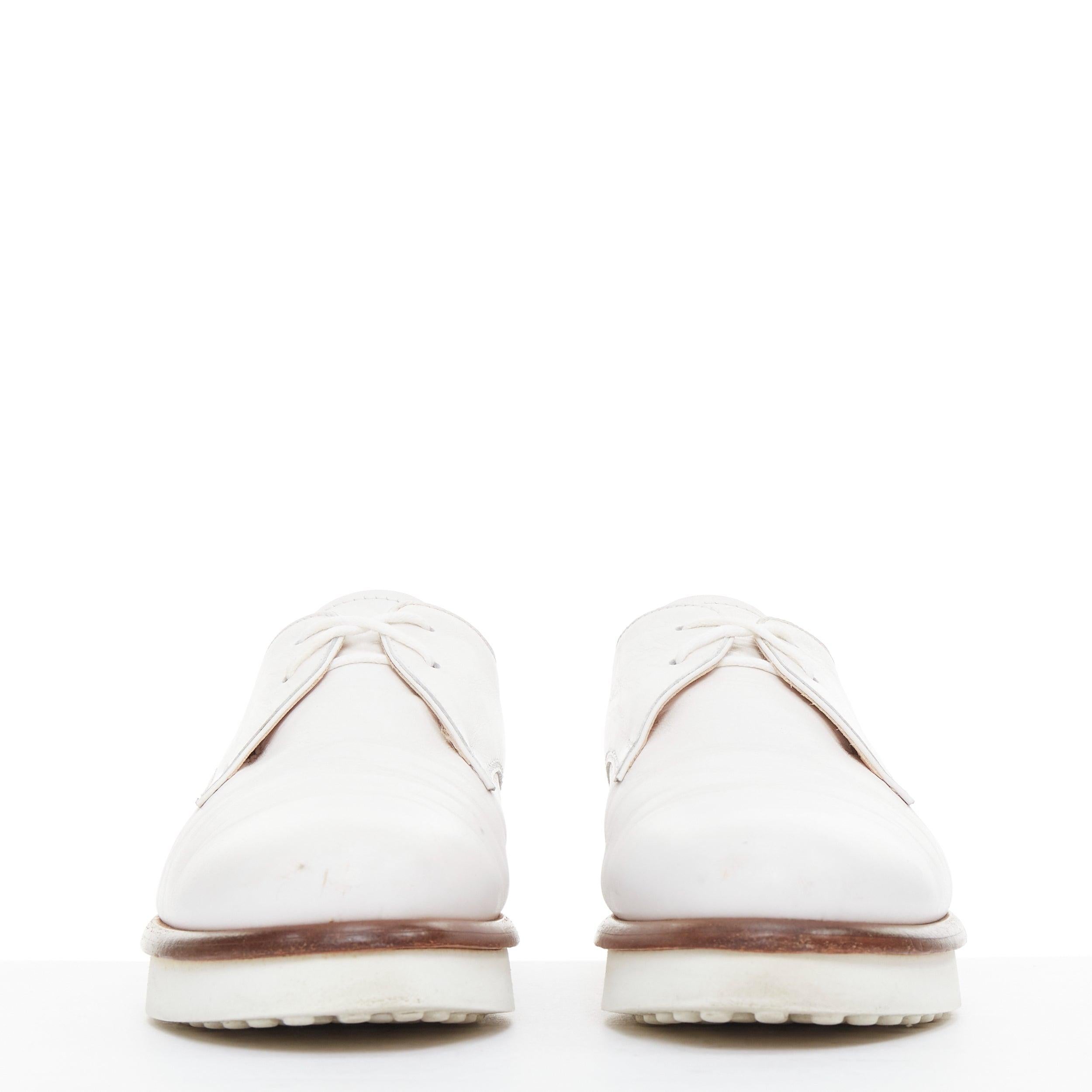 TOD'S 2016 white smooth leather brown midsole lace up platform shoes EU35 In Good Condition For Sale In Hong Kong, NT