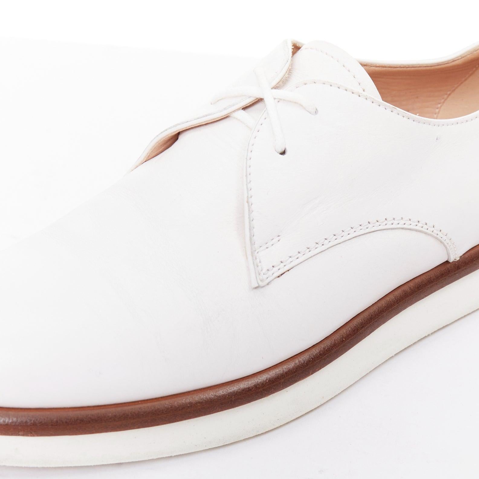TOD'S 2016 white smooth leather brown midsole lace up platform shoes EU35 For Sale 1