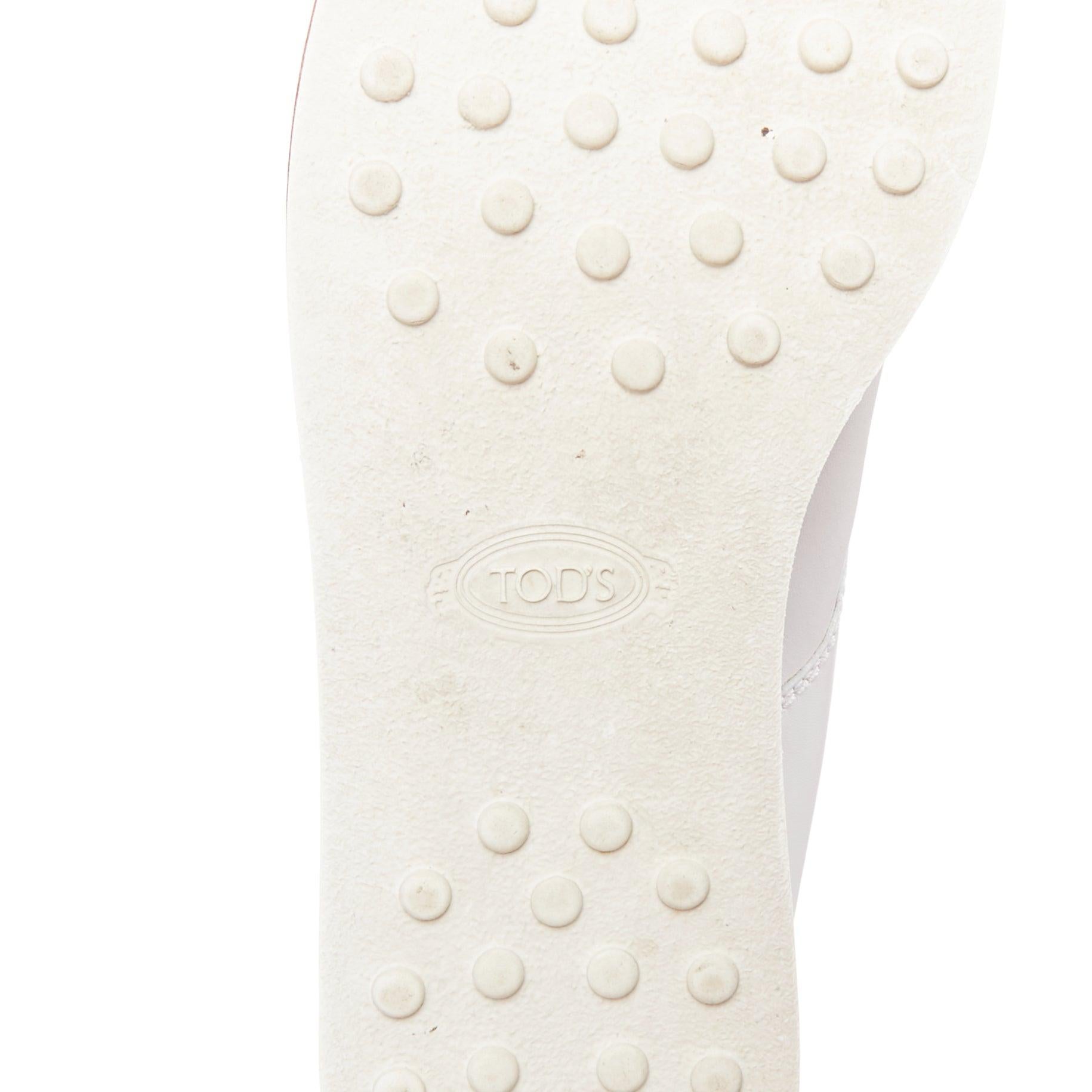 TOD'S 2016 white smooth leather brown midsole lace up platform shoes EU35 For Sale 4