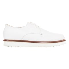 TOD'S 2016 weißes Glattleder braun Zwischensohle schnüren Plattform Schuhe EU35