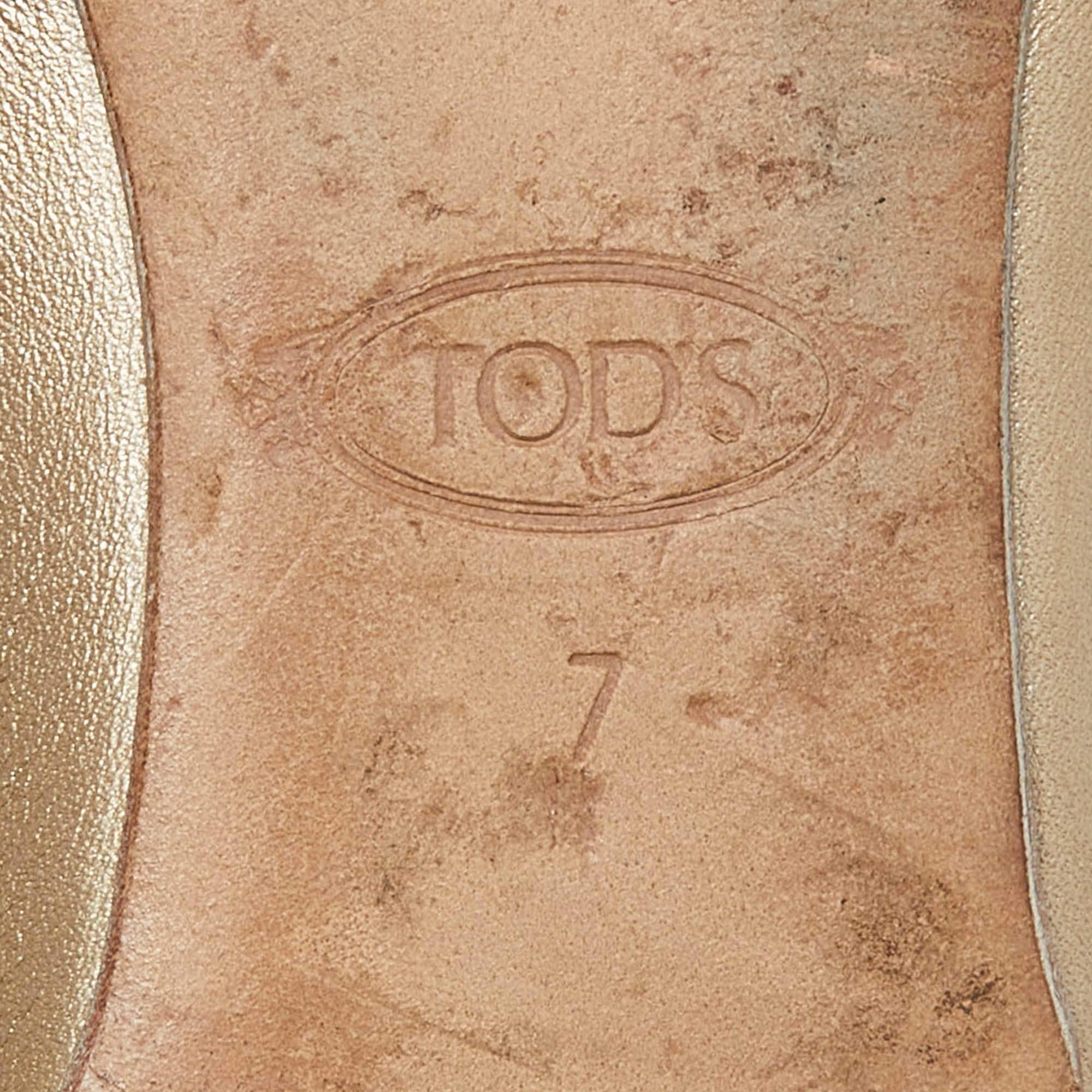 Tod's Ballerine con fiocco in pelle beige misura 37.5 2