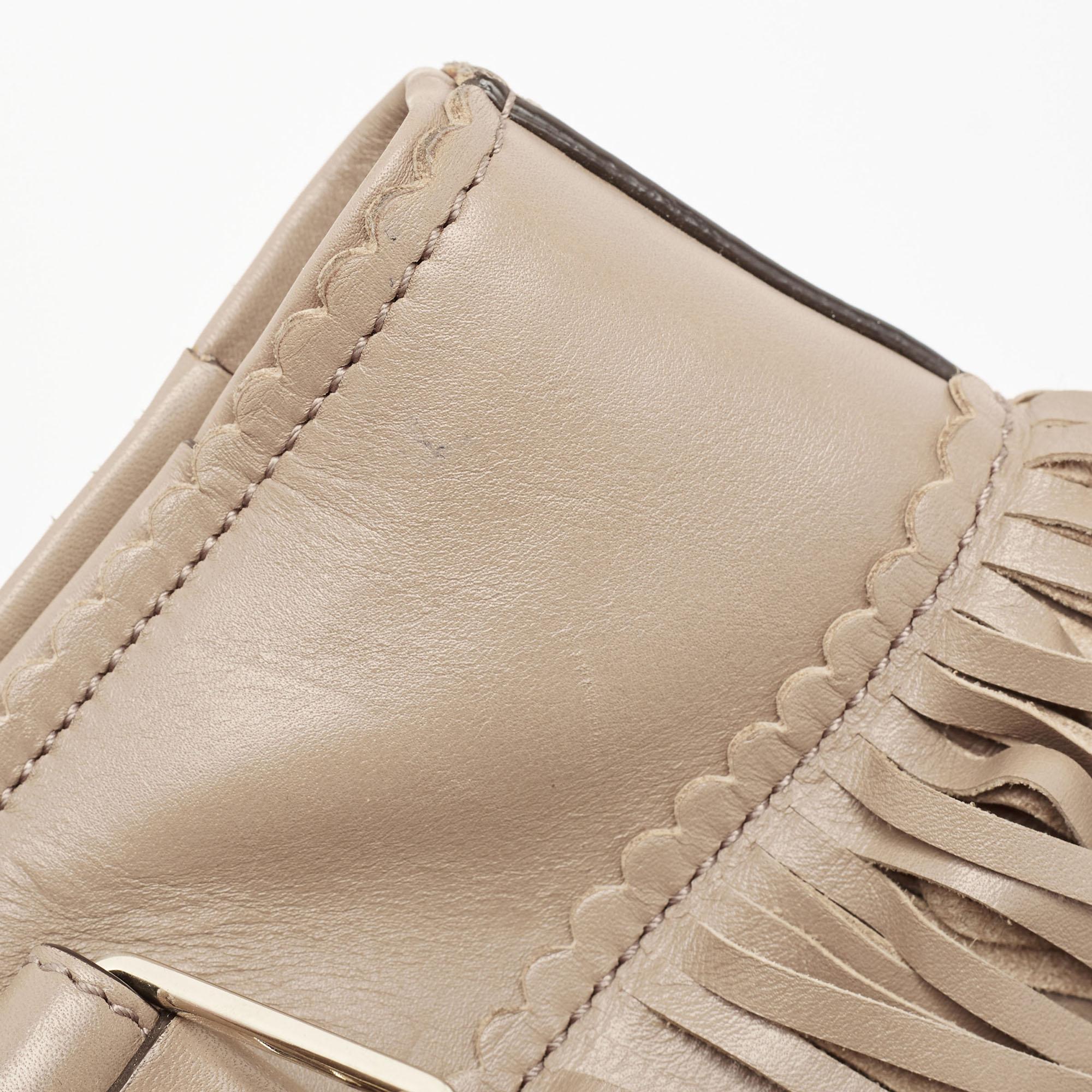Tod's Beige Leather Fringe Tote 2
