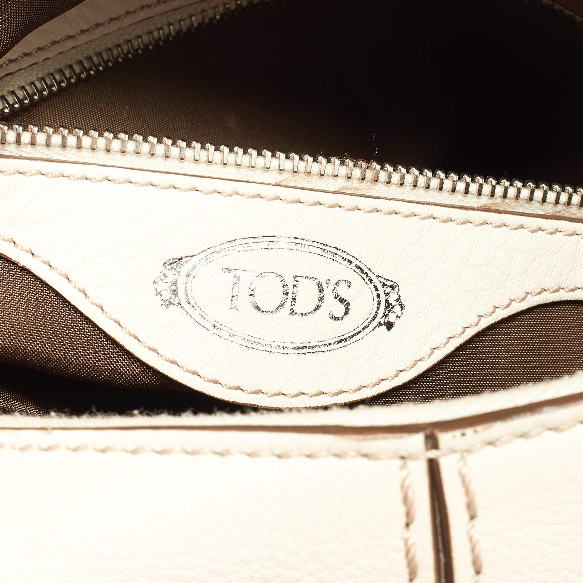 Tod's Beige Leather Miky Hobo For Sale 9