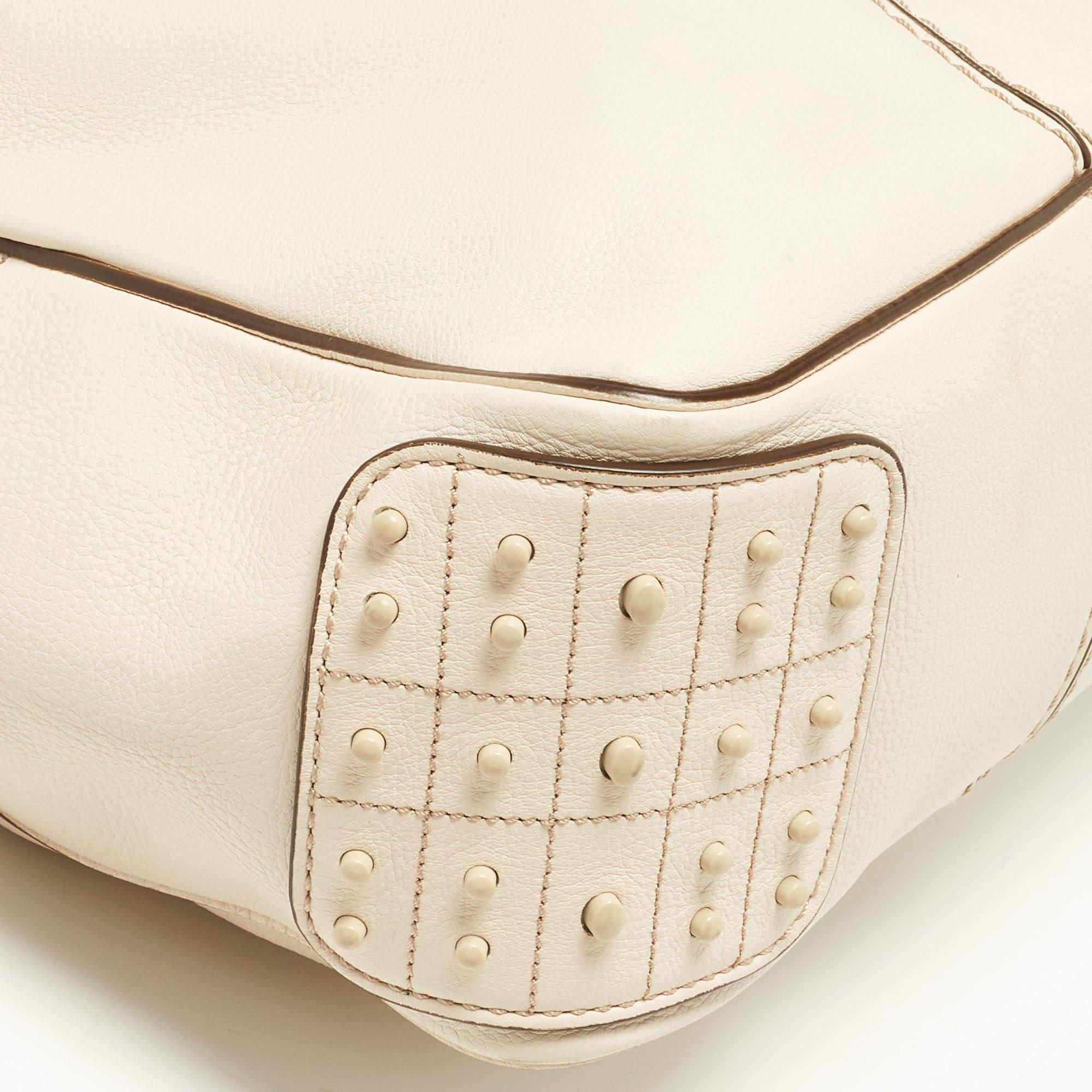 Tod's Beige Leather Miky Hobo For Sale 13