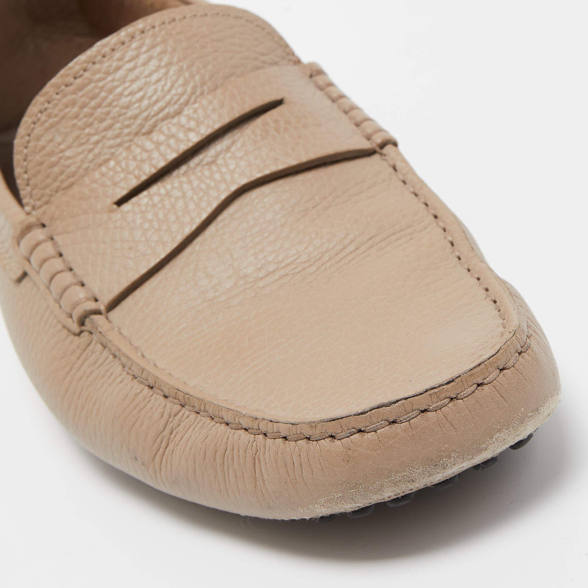 Tod's Beige Leather Penny Loafers Size 41.5 3