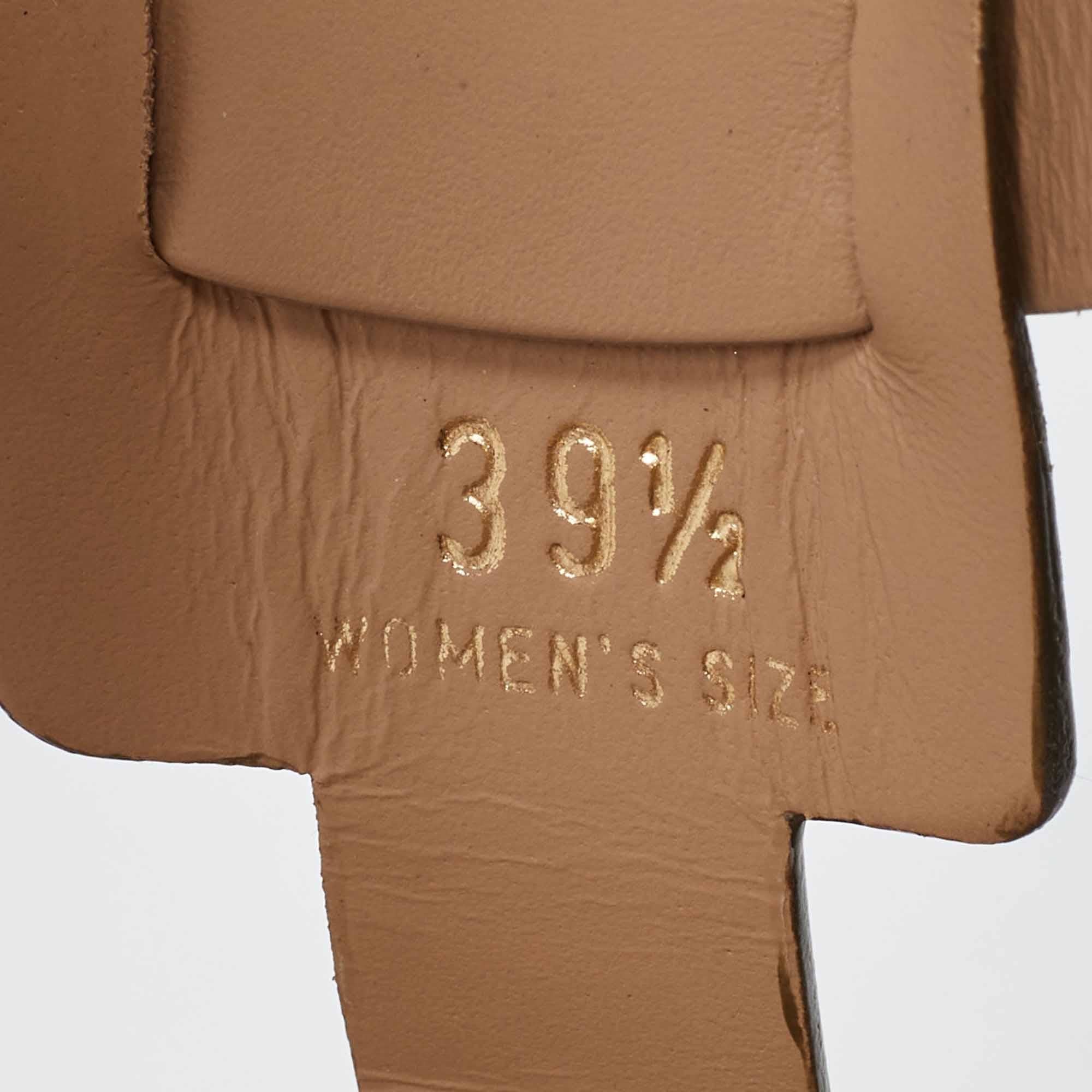 Tod's - Sandales à plateforme en cuir beige/gris métallique avec bride en T - Taille 39,5 en vente 2