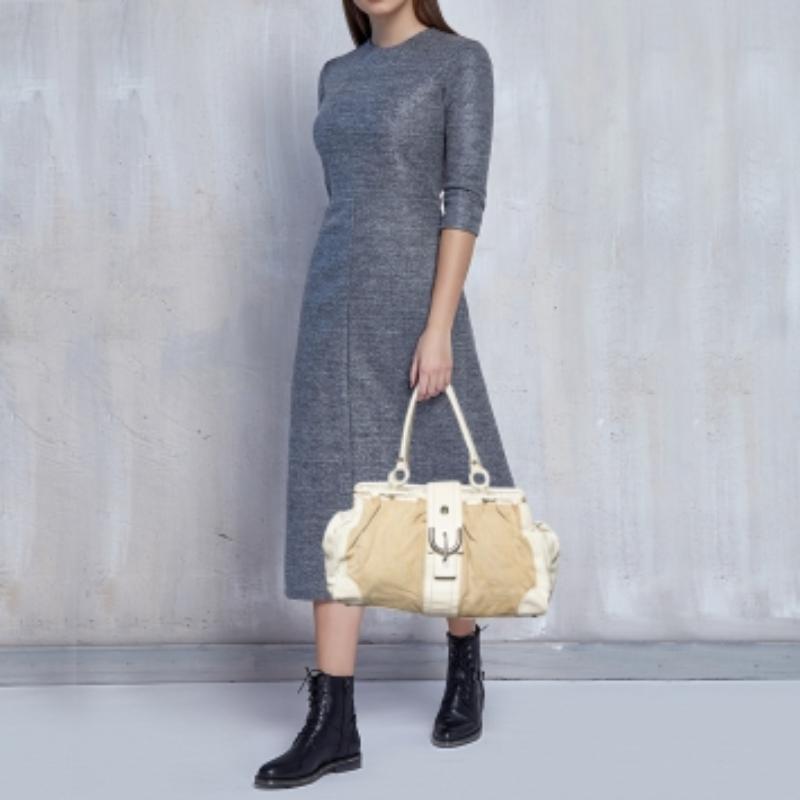 Tod's Beige/ Off White, borsa in tela e pelle 5