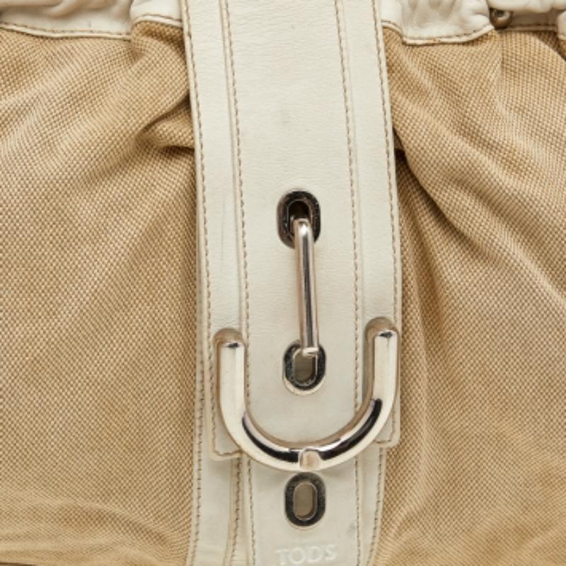 Bianco Tod's Beige/ Off White, borsa in tela e pelle