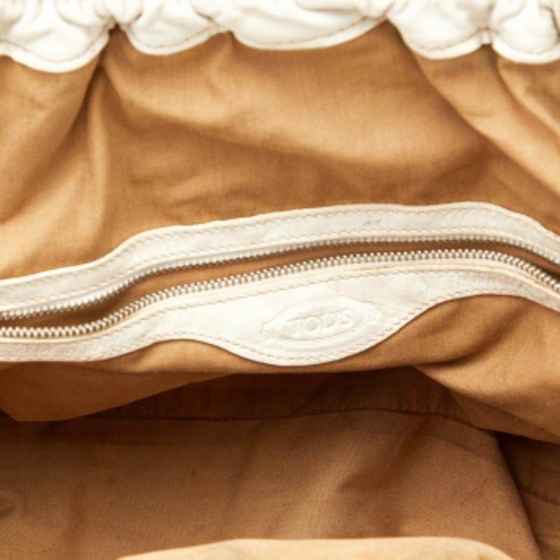 Tod's Beige/ Off White, borsa in tela e pelle 1