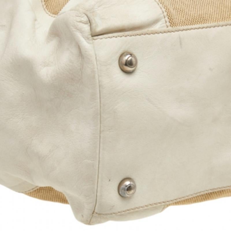 Tod's Beige/ Off White, borsa in tela e pelle 4