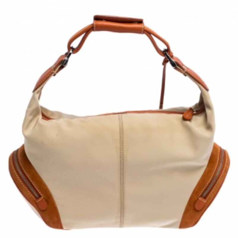 De las mujeres Tod's Hobo Charlotte Beige/Naranja de nailon y piel en venta