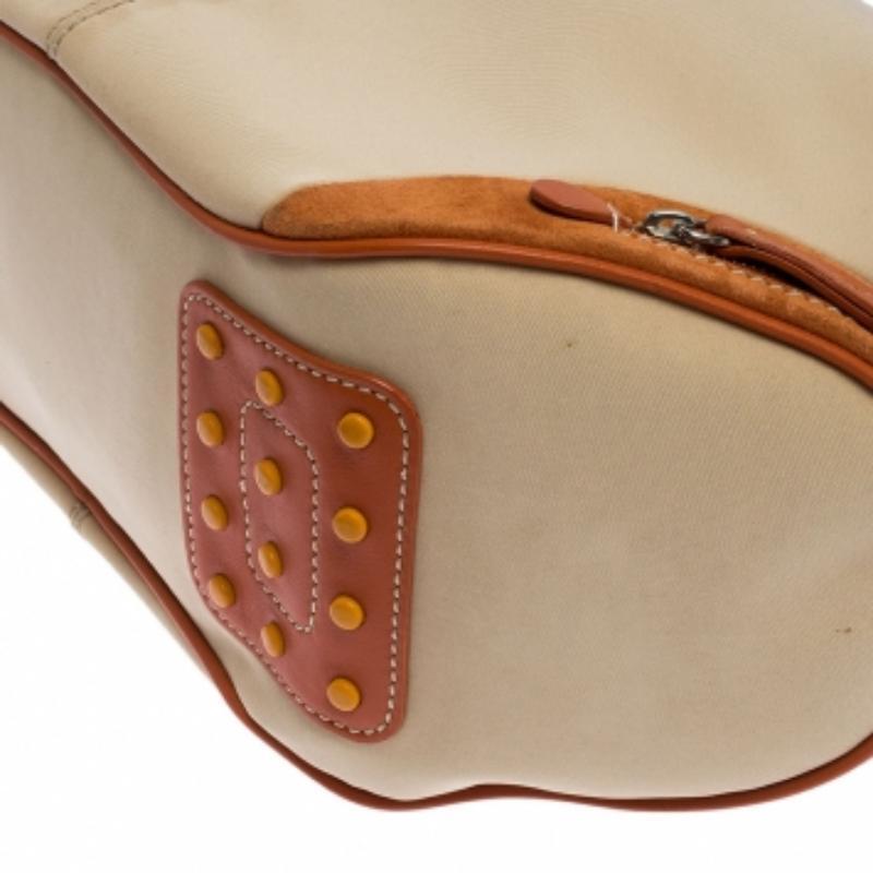 Tod's Hobo Charlotte Beige/Naranja de nailon y piel en venta 3