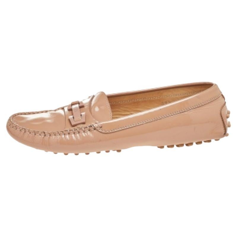 Mocasines Tod's Beige Charol Logo Bit Slip On Talla 37.5