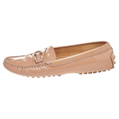 Tod's Beige Lackleder Logo Bit Slip On Loafers Größe 37,5