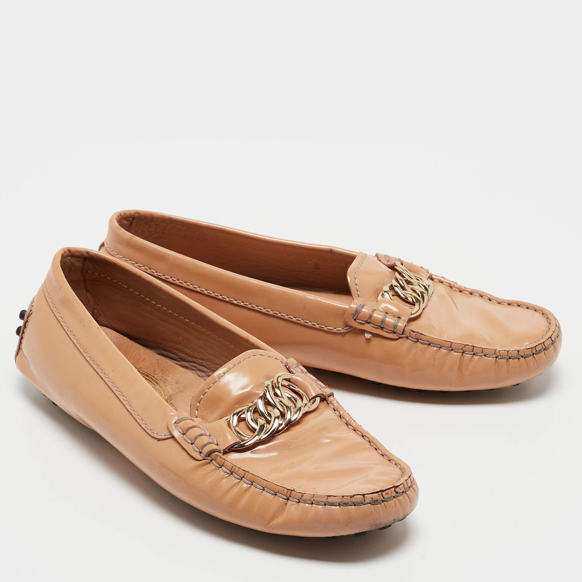 De las mujeres Tod's Mocasines Slip On Charol Beige Talla 34.5 en venta