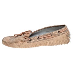 Tod's Beige Python Leather Gommino Loafers Size 38.5