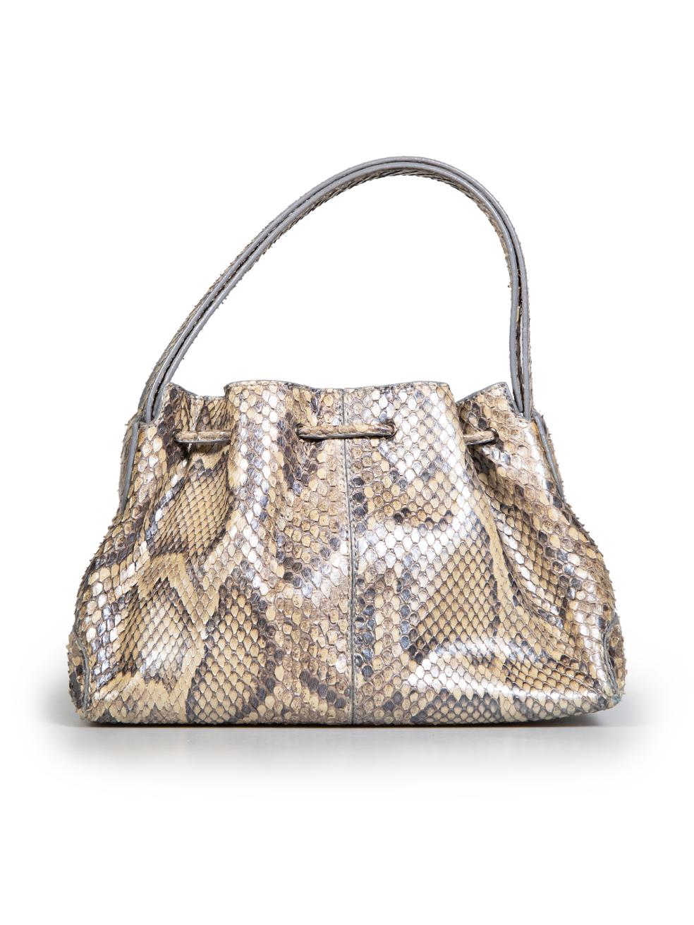 Tod's Beige Snakeskin Mini Top Handle Bag In Good Condition In London, GB