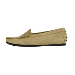Tods Beige Suede Gommino Driving Loafers sz 36