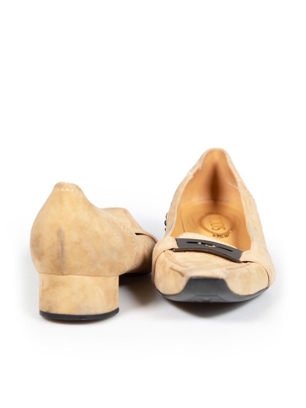 Orange Tod's Mocassins en daim beige à petit talon Taille IT 38.5 en vente