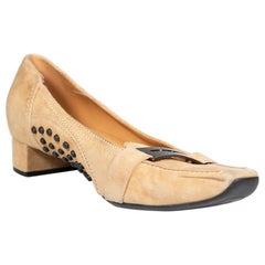 Tod's Beige Suede Low Heel Loafers Size IT 38.5