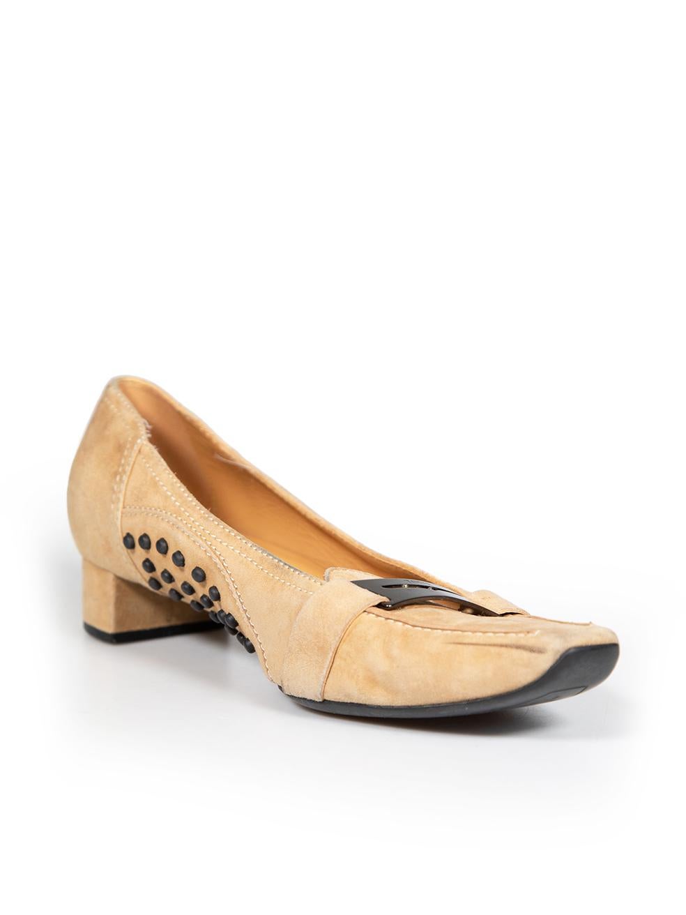 CONDITION is Good. Minor wear to heel is evident. Light signs of wear to exterior with many discolouration marks found throughout both shoes. Internal mark found on the right shoe and small water mark on the upper right shoe on this used Tod's