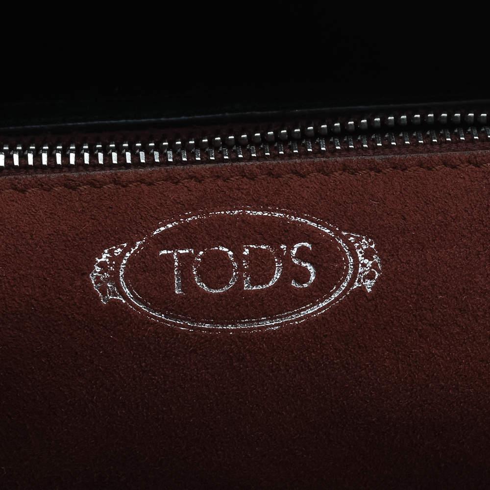 Tod's Black/Beige Leather Wave Top Handle Bag 4