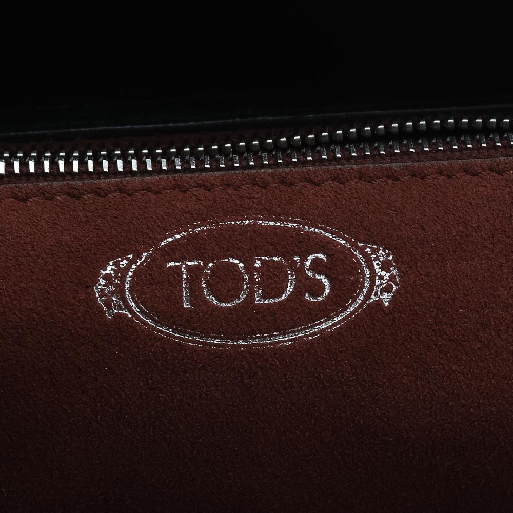 Tod's Black/Beige Leather Wave Top Handle Bag 3