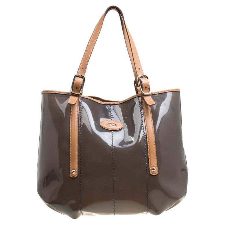 Tod's Black/Brown PVC and Leather Tote at 1stDibs