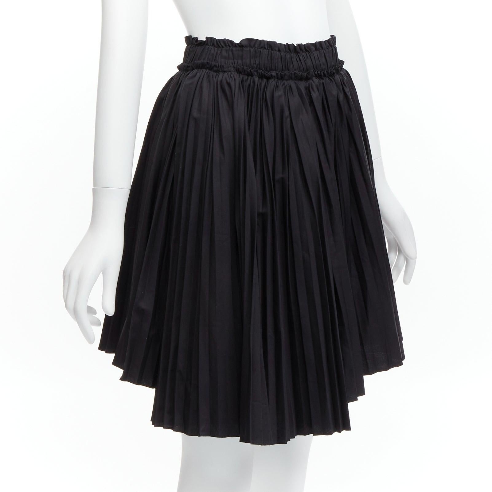 Black TOD'S black cotton asymmetric high low pleated flared skirt IT38 XS For Sale