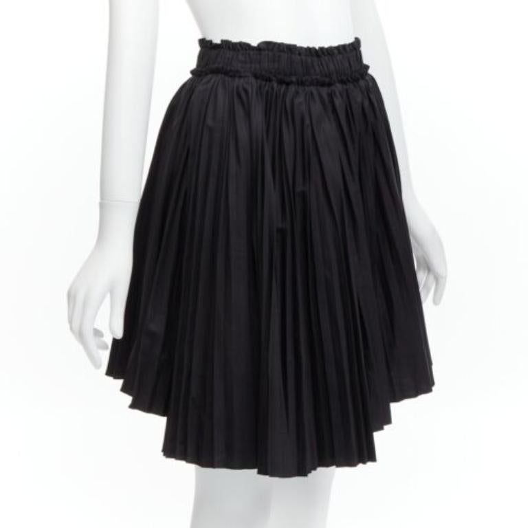 Black TOD'S black cotton asymmetric high low pleated flared skirt IT38 XS For Sale