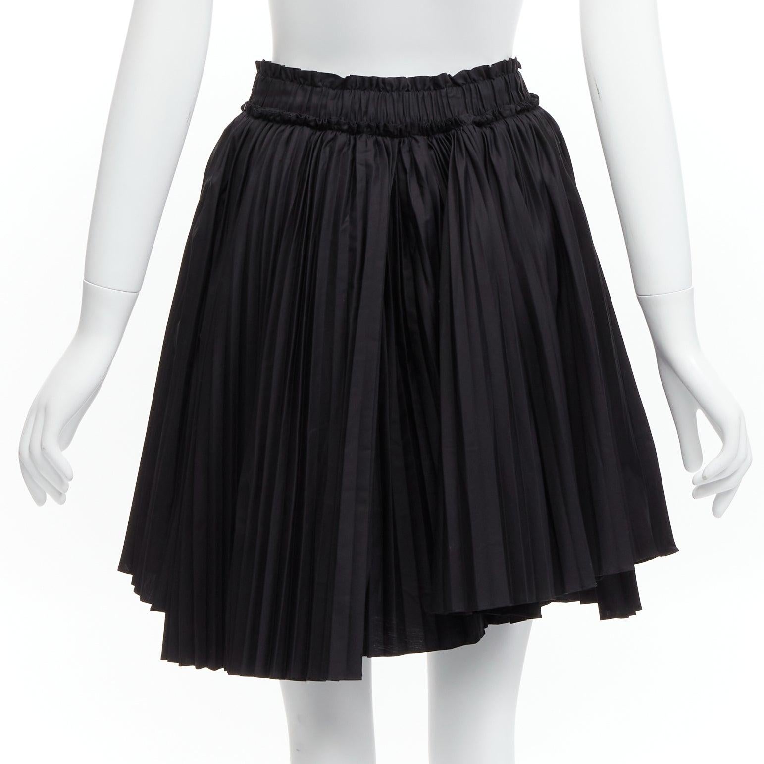 Women's TOD'S black cotton asymmetric high low pleated flared skirt IT38 XS For Sale