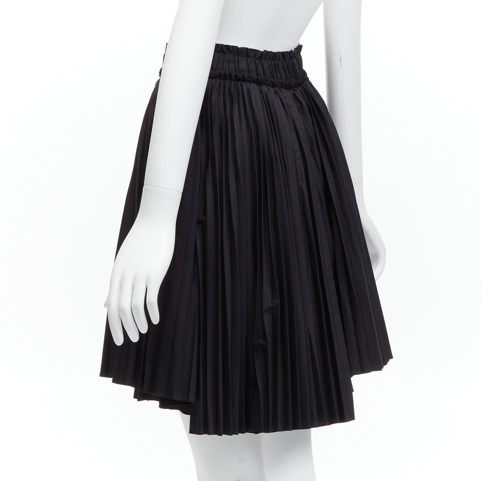 TOD'S black cotton asymmetric high low pleated flared skirt IT38 XS For Sale 1