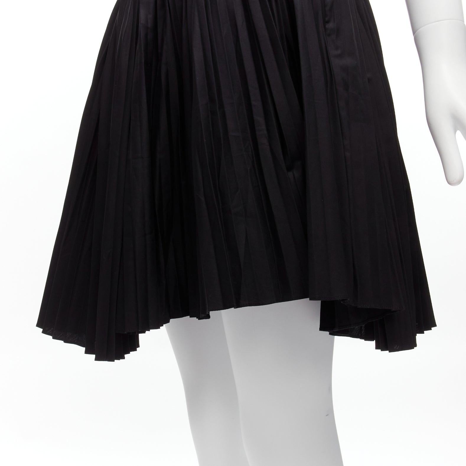 TOD'S black cotton asymmetric high low pleated flared skirt IT38 XS For Sale 2