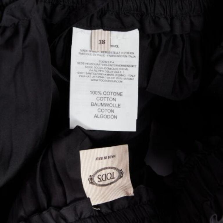 TOD'S black cotton asymmetric high low pleated flared skirt IT38 XS For Sale 3