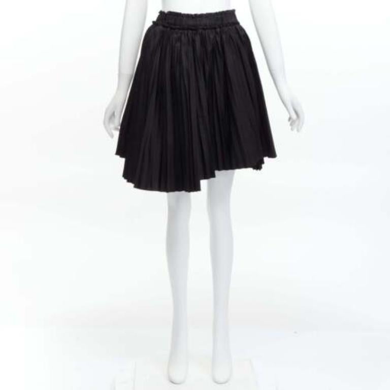 TOD'S black cotton asymmetric high low pleated flared skirt IT38 XS For Sale 4