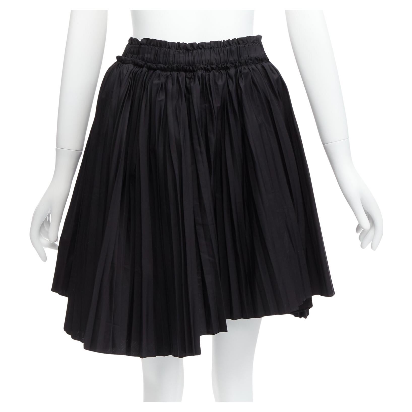 TOD'S black cotton asymmetric high low pleated flared skirt IT38 XS For Sale