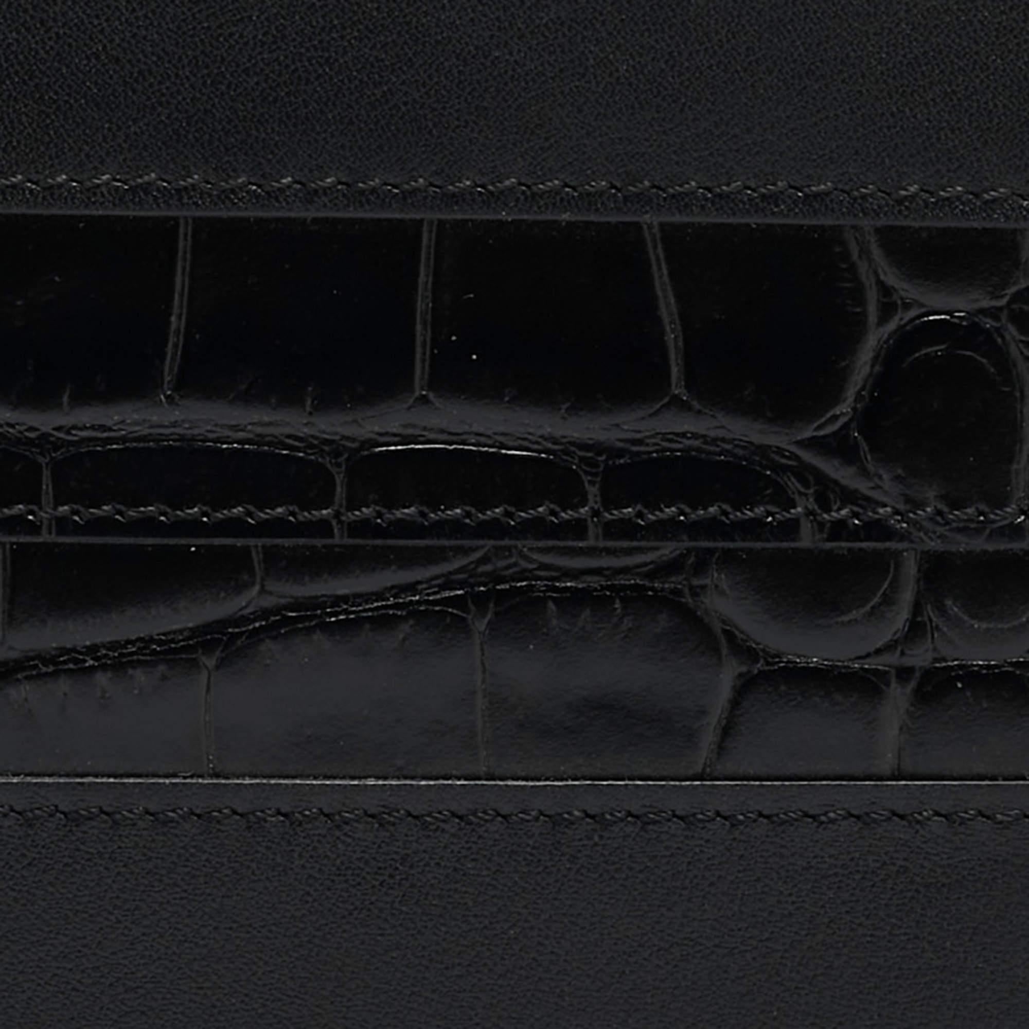 Tod's Black Croc Embossed and Leather Bifold Wallet 3