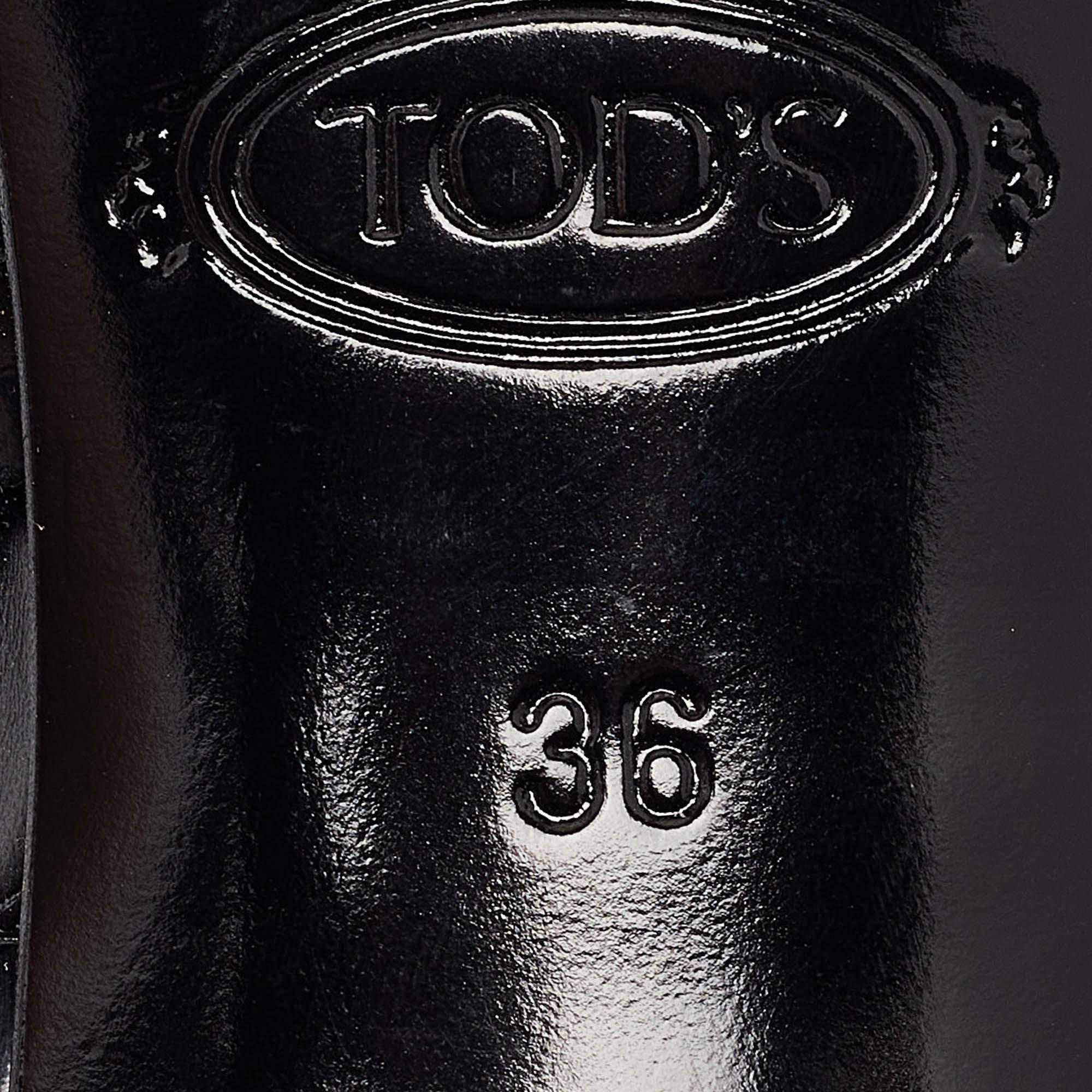 Tod's Black Cut Out Patent Leather Pointed Toe Pumps Size 36 For Sale 3