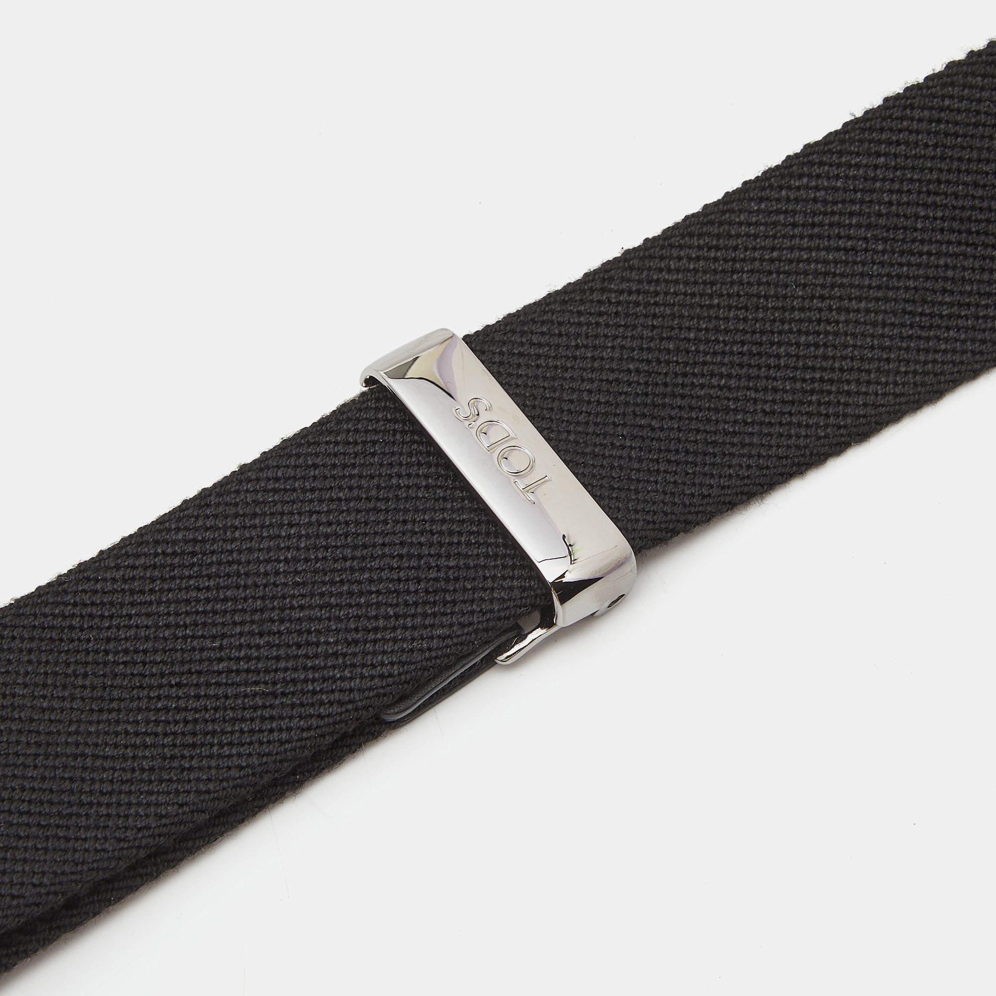 Women's Tod's Black Fabric Buckle Waist Belt 90CM