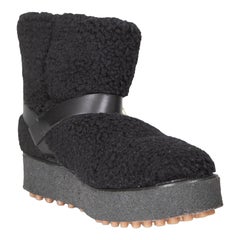 Tod's Black Faux Shearling Ankle Boots Size IT 38.5