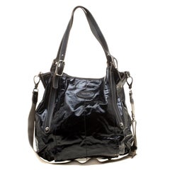 Tod's Black Glazed Coated Canvas G-Line Easy Sacca Tote