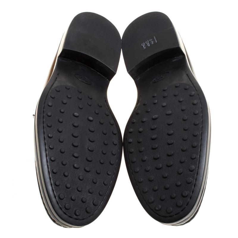 Tod's Black Glazed Leather Loafers Size 45 2