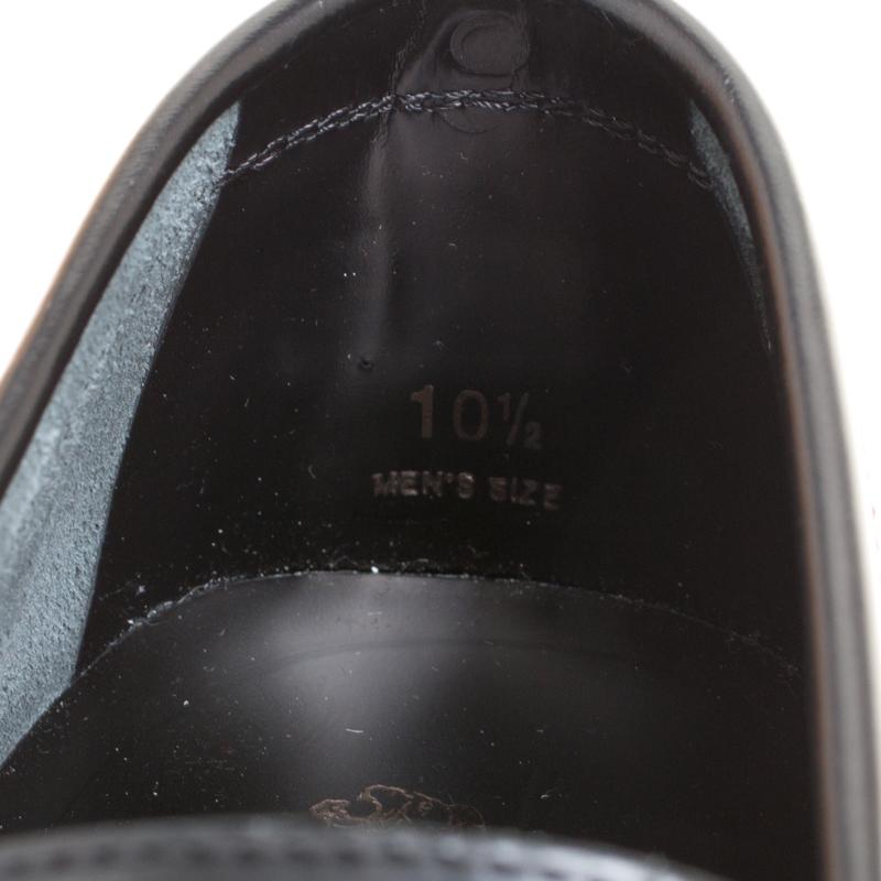 Tod's Black Glazed Leather Loafers Size 45 3